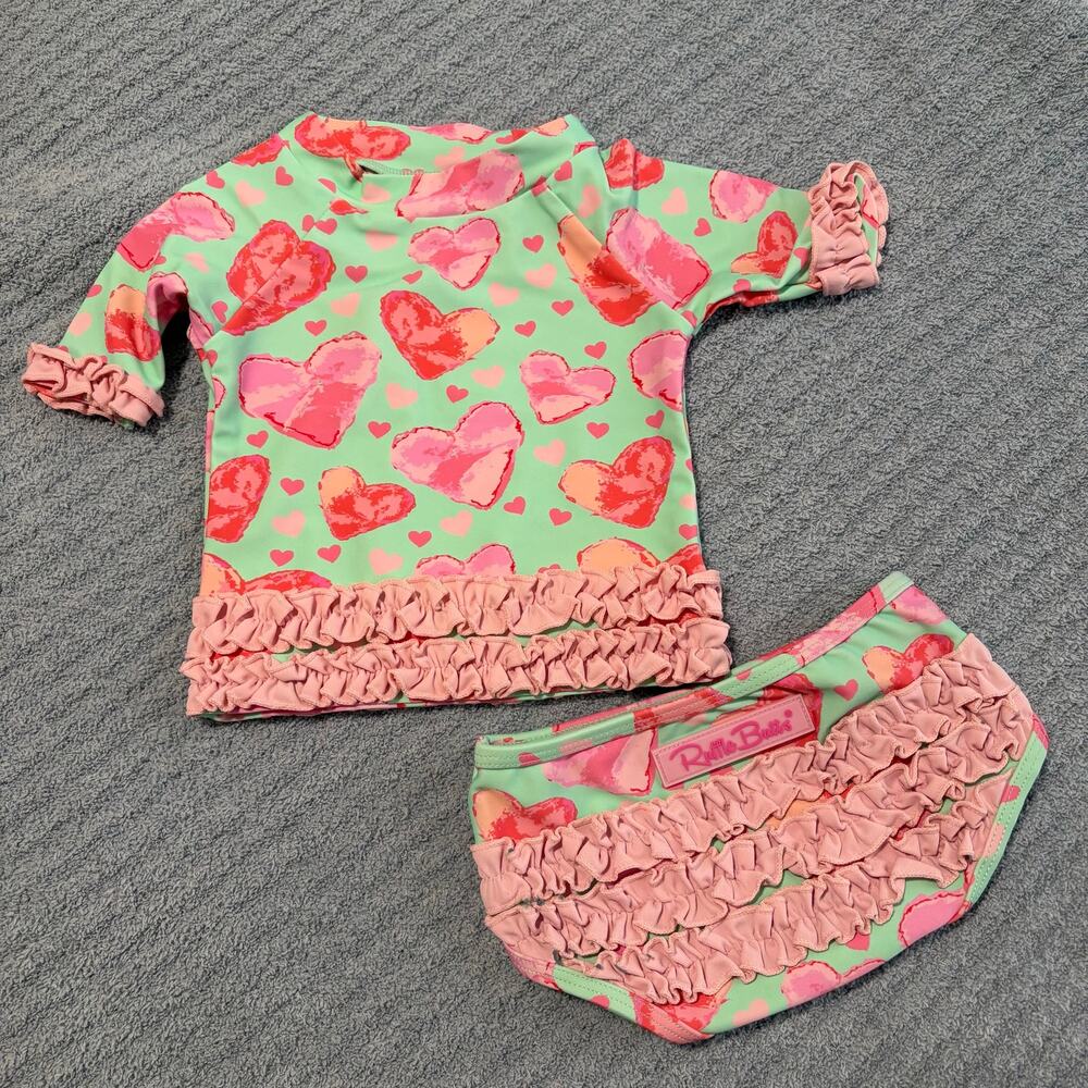 Ruffle Butts-Baby Girl-Little Love-Heart Print/Bikni/Swimsuite-3-6m-Nylon